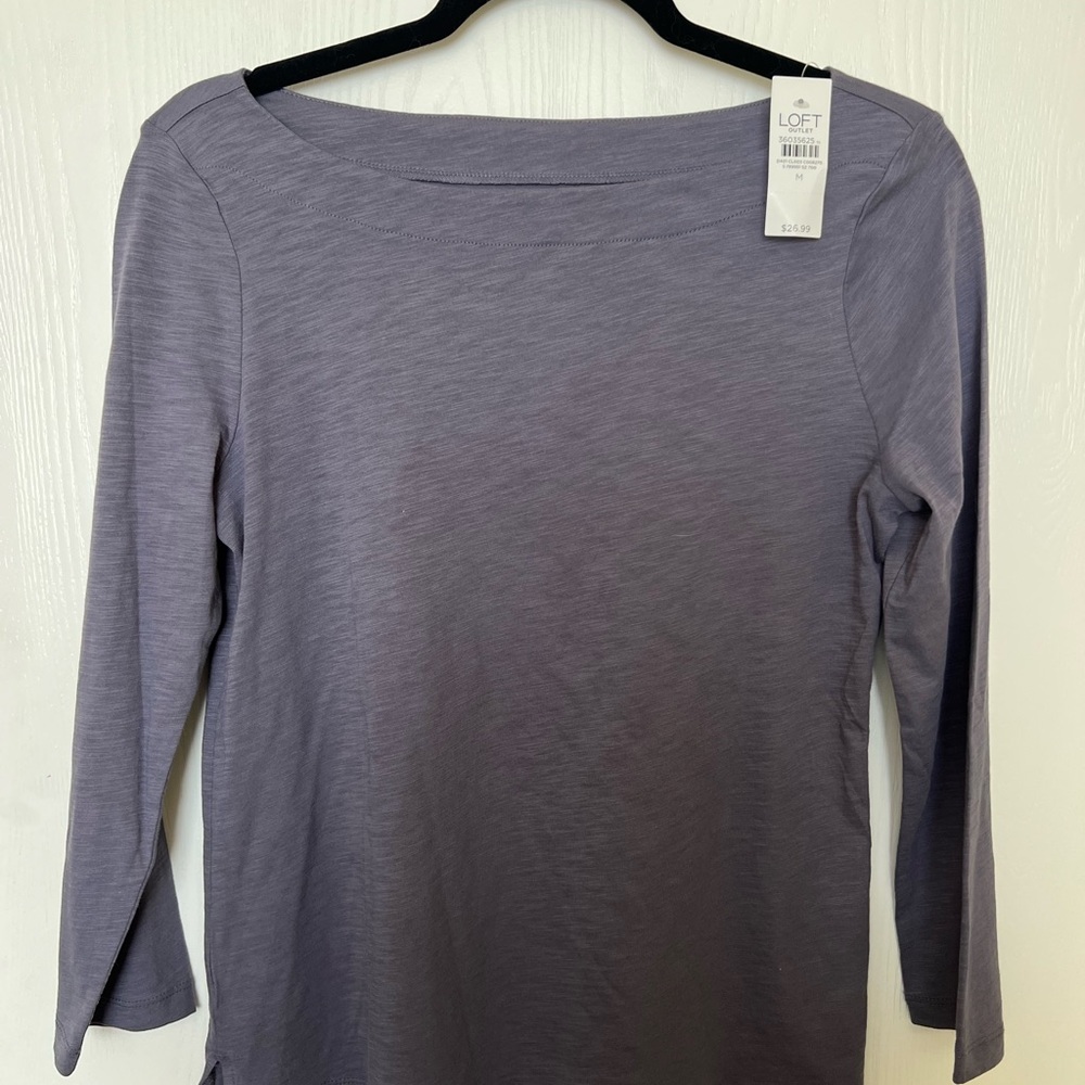 LOFT Women's Long Sleeve Dark Lavender Tee